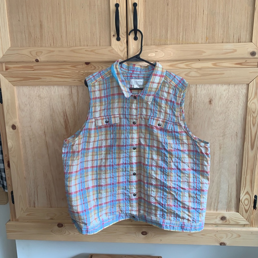 CJ Banks by Christopher & Banks plaid sleeveless blouse shirt size 3X